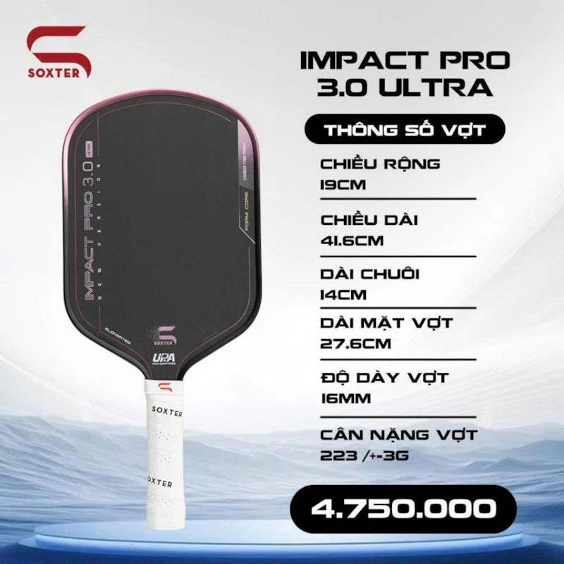 Vợt Pickleball Soxter Impact Pro 3.0 Ultra (Full Foam) - Hồng/Đen - ảnh 2