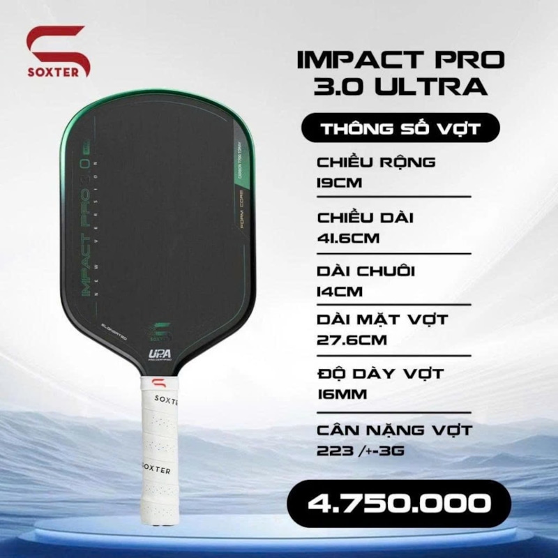Vợt Pickleball Soxter Impact Pro 3.0 Ultra (Full Foam) - Xanh Lá/Đen - ảnh 2