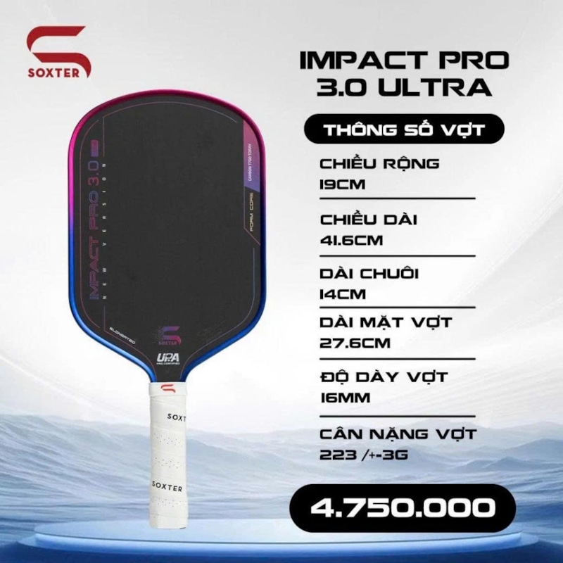 Vợt Pickleball Soxter Impact Pro 3.0 Ultra (Full Foam) - Xanh/Hồng - ảnh 2
